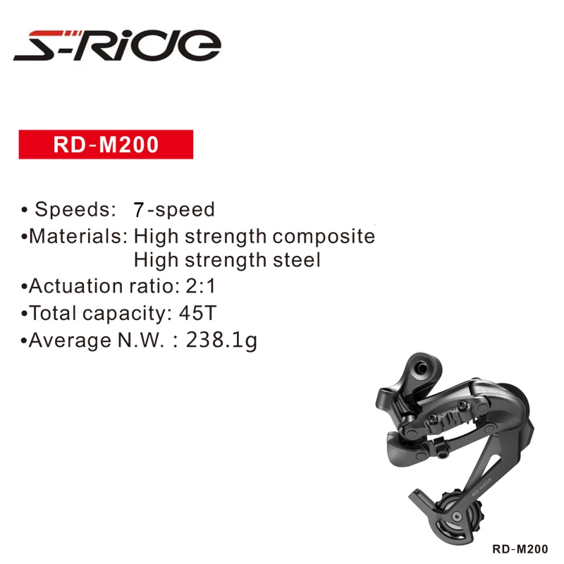 S-ride RD-M200 MTB для велосипедов, мотоциклов 7 задний переключатель скорости наружная Экипировка велосипедиста задняя цепь переключения Shimano сочетаемый части велосипеда