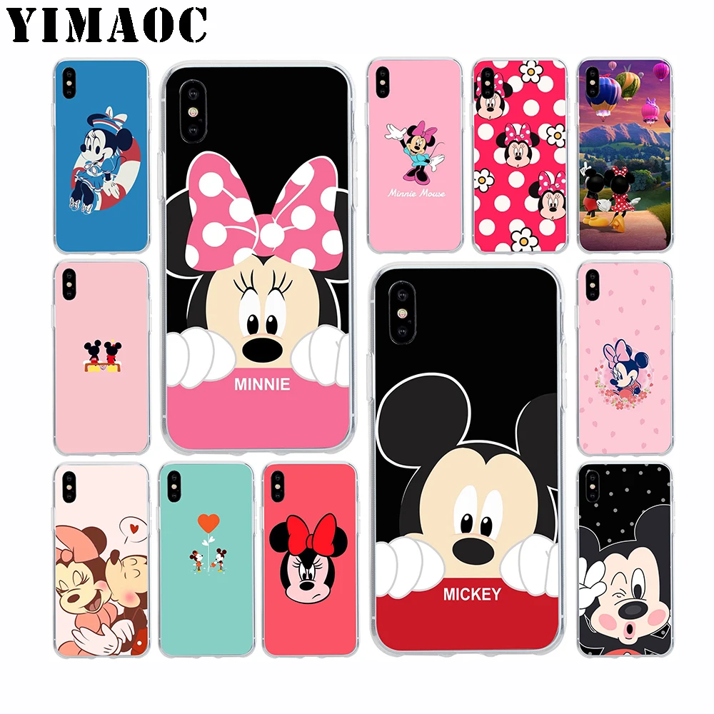 

YIMAOC Mickey Minnie Mouse Soft TPU Silicone Case for Apple Iphone Xr Xs Max X 10 8 Plus 7 6S 6 Plus SE 5S 5 7Plus 8Plus Cover