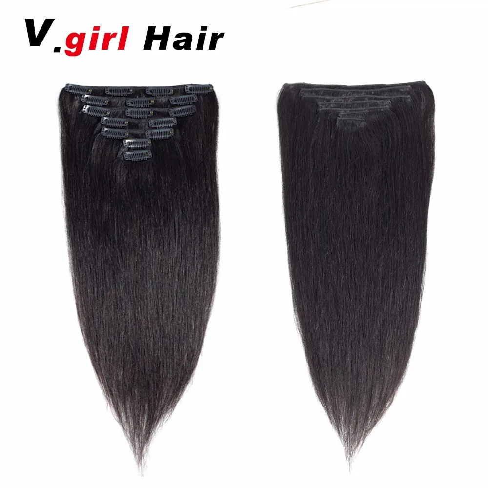 Clip In Remy Human Hair Extensions Full Head Straight Natural Human