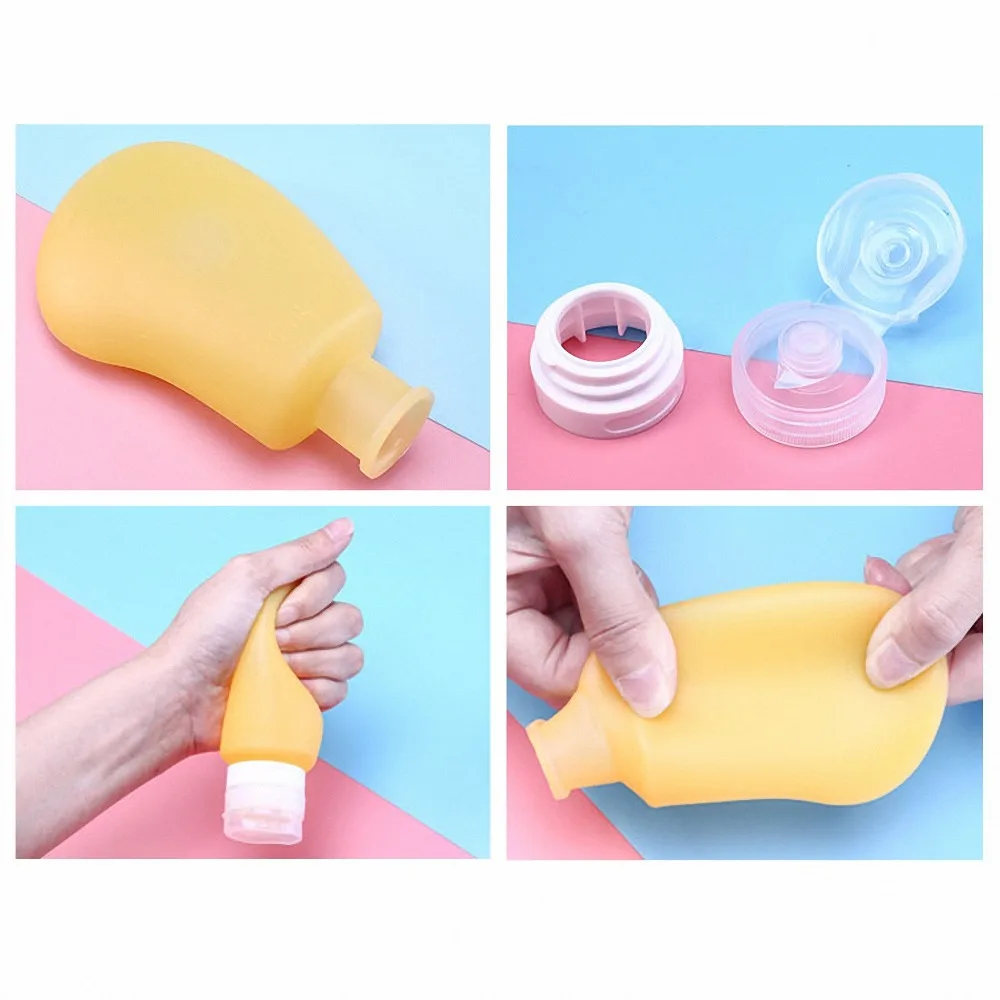 3in1 Set Silicone Portable Soap Dispenser Mango shape Travel Liquid Sub-bottling 3in1 Set Silicone Portable Soap Dispenser Mango shape Travel Liquid Sub-bottling