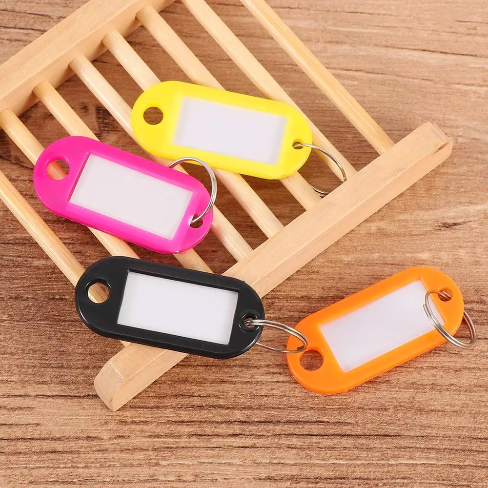

10Pcs/Lot Plastic Keychain Blanks Key Ring ID Label Tags For Baggage Paper Insert Luggage Tags Random Color Key Chain