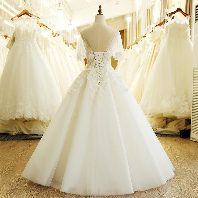 SL-205 High Quality A-Line Short Sleeve Wedding Dress China 2017 2