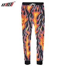 UJWI полная длина брюки черные Новое поступление мужские 3d печать пламенный огонь пот Брюки Homme хип хоп повседневные дамские шаровары Hombre брюки