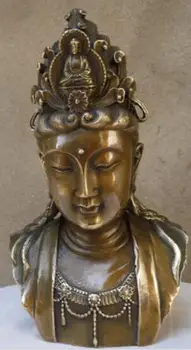 

Chinese Buddhism Brass Copper Kwan-yin Guanyin Sakyamuni Buddha Head Statue