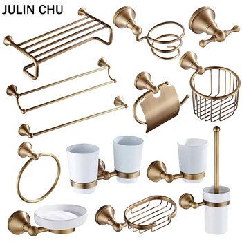 Bronze Bathroom Accessories Hardware Set Antique Hair Dryer Rack Coat Towel Shelf Rail Bar Shower Soap Dish Holder Toilet Brush bathroom hardware accessories chrome single towel bar rail toilet paper holder shower soap dish pump brush holder glass shelf
