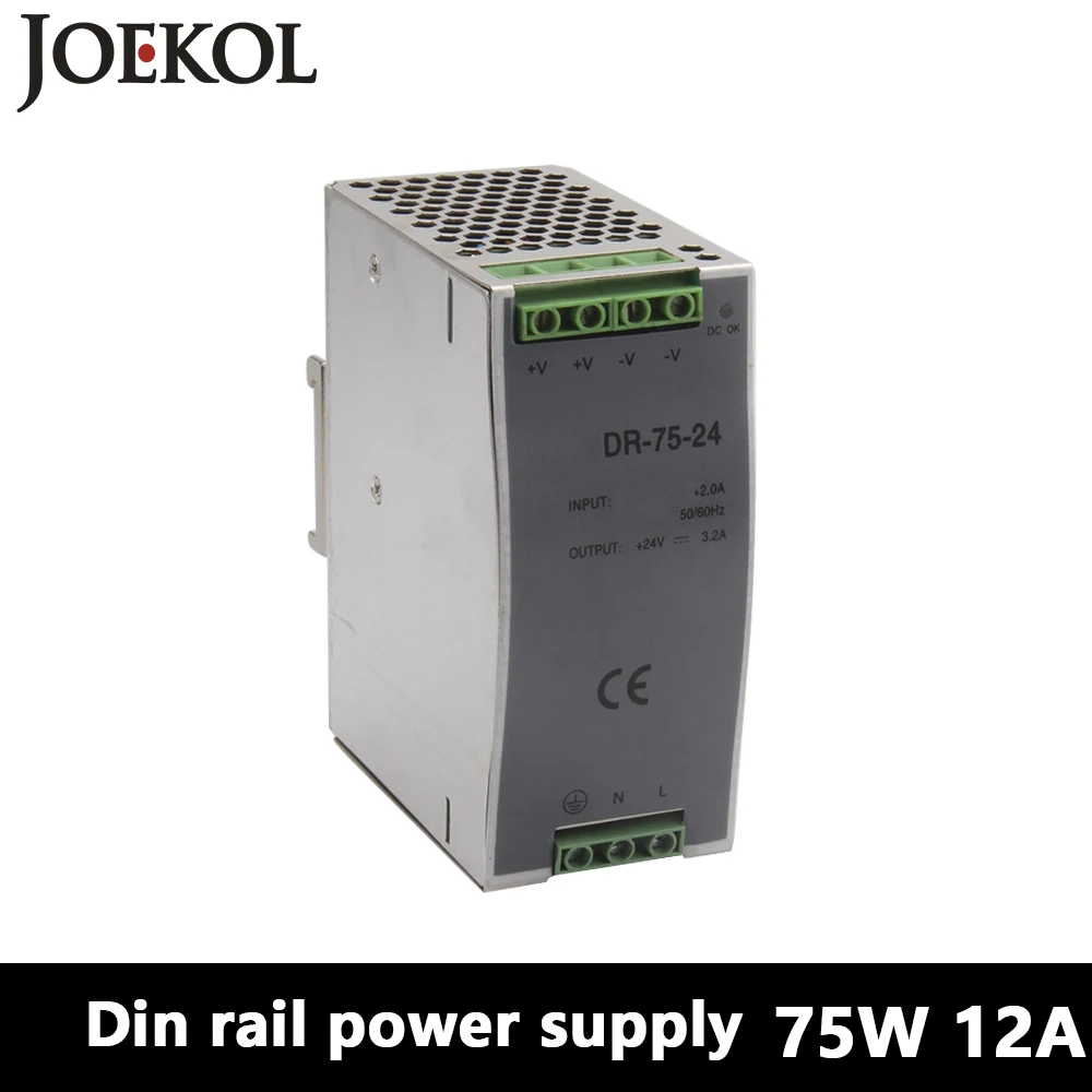 

DR-75 Din Rail Power Supply 75W 12V 6.3A,Switching Power Supply AC 110v/220v Transformer To DC 12v,watt power supply