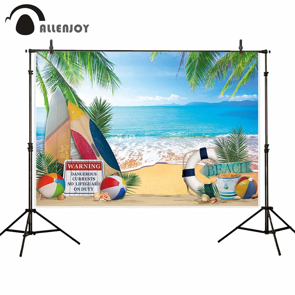 

Allenjoy backdrop Beach ball Tropical coconut tree surfboard summer Holiday nature horizontal Photography photocall photo studio