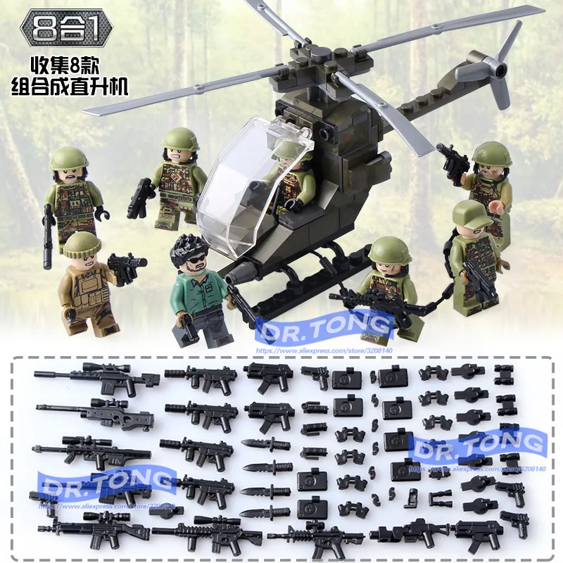 

DR.TONG 80pcs/lot DLP9061 MILITARY Soldier Army WW2 Weapon Mini Building Blocks Brick Figures Educational Toys Children