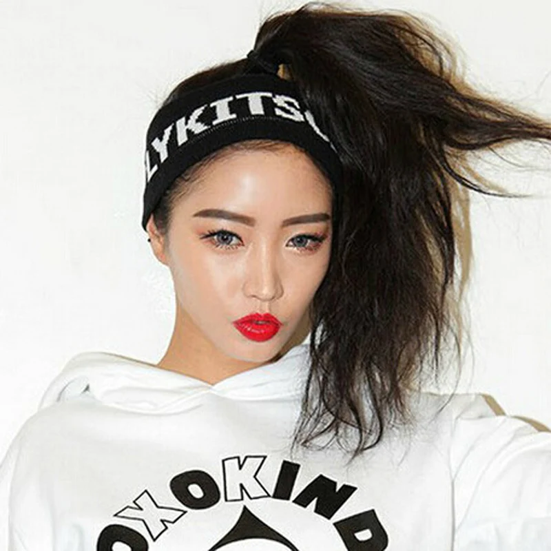 Korea Sports Headband Knit Yarn Elastic Sweat absorbent Knit Yarn Wide