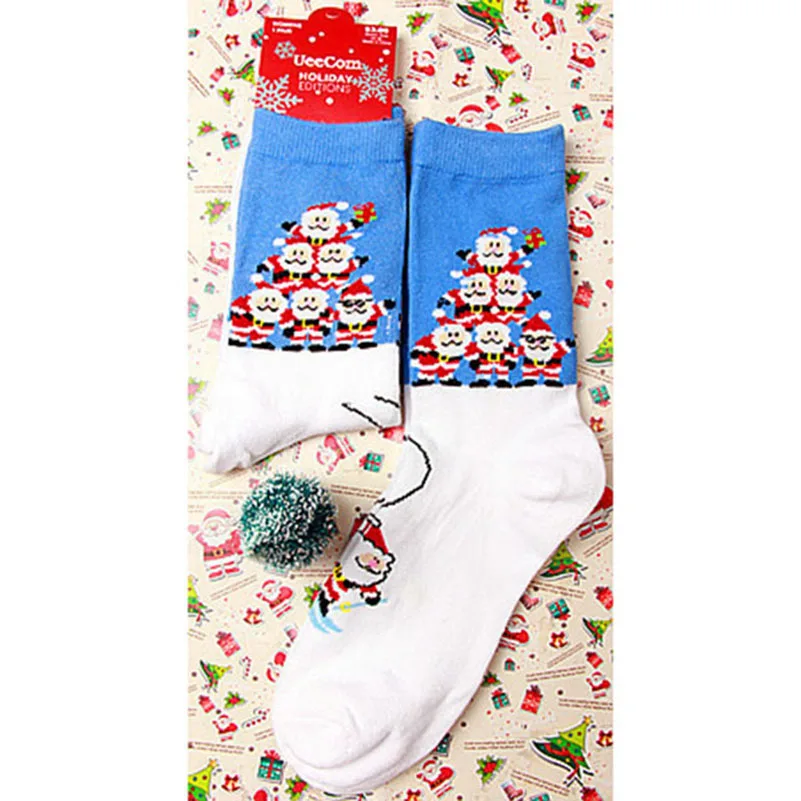 5 пар женских носков Meias теплые спортивные дезодоранты 15 для мужчин лося Снеговик Хлопковые женские носки Новогодние рождественские праздничные красные носки - Цвет: K