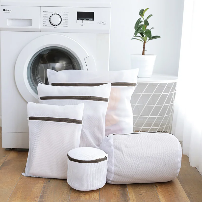 

White Nylon Laundry Bag Bra Socks Underwear Clothes Washing Machine Protection Net Mesh Bags Laundry Basket Laundry Hamper