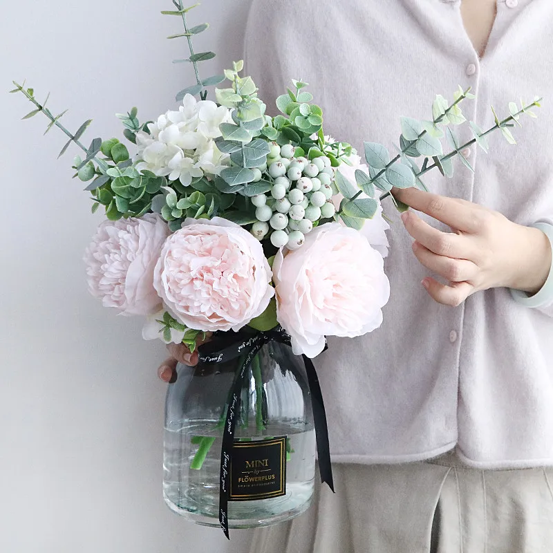 искусственные цветы pivoines artificielles pour la decoration Имитация пиона букет из роз для