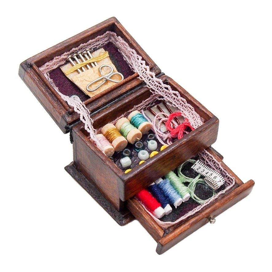 Odoria 1 12 ミニチュアヴィンテージミシンボックス針はさみキットドールハウスの装飾アクセサリー Miniature Vintage 1 12 Miniaturevintage Sewing Box Aliexpress