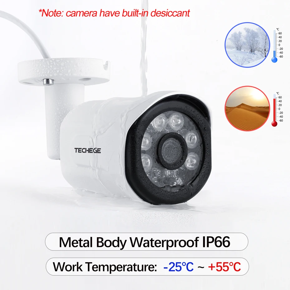 Techege Full HD 1080P H.265 4CH CCTV система 4 шт. 2MP металлическая наружная ip камера аудио запись
