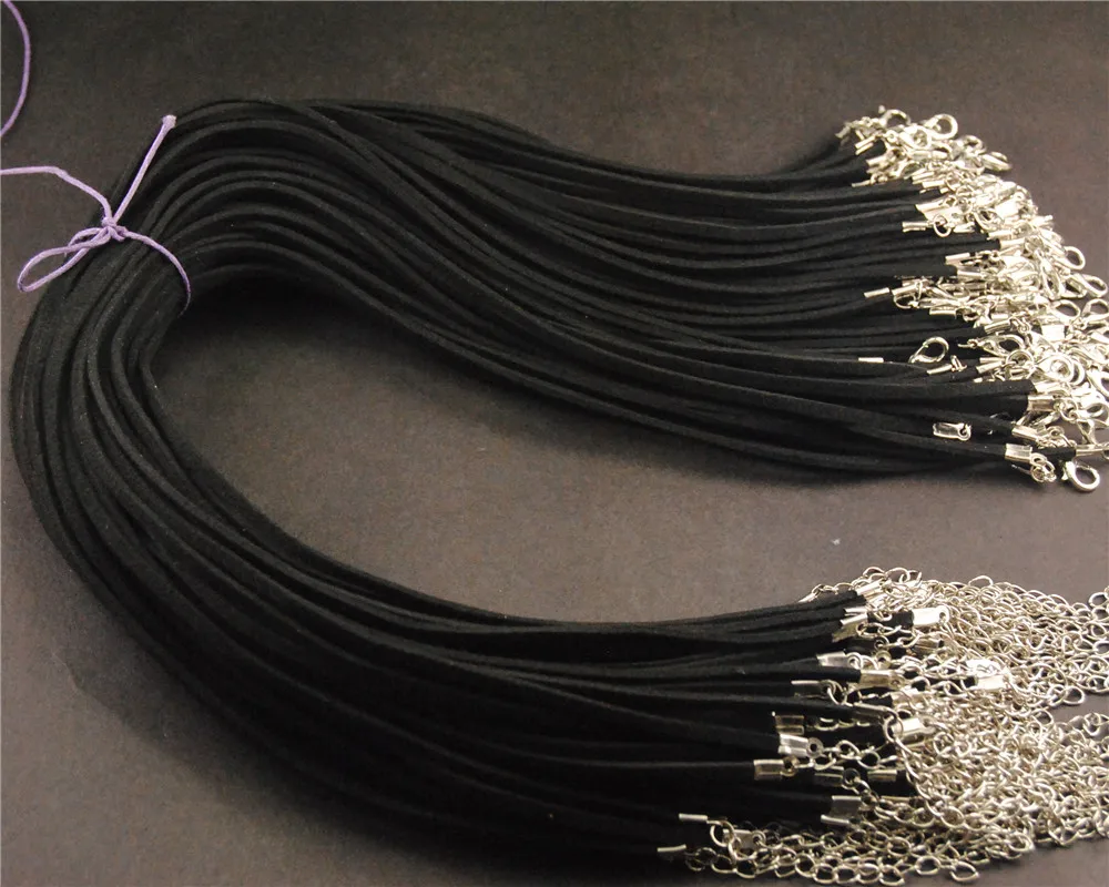 Wholesale 2mm Black Faux Suede Cord Leather Pendant Charm