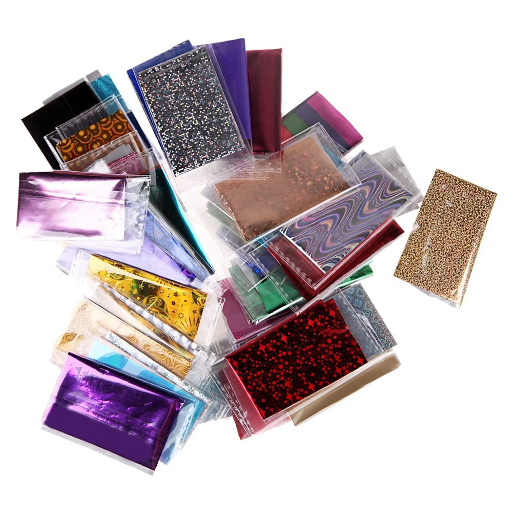 

50 Random Lot Colors Foil Galaxy Nail Sticker Paper Shiny Decal