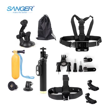 

SANGER for Gopro Accessories Kit Bluetooth Monopod Remote Control Selfie Stick Chest Head Strap for Xiaomi Yi 4K Action Camera