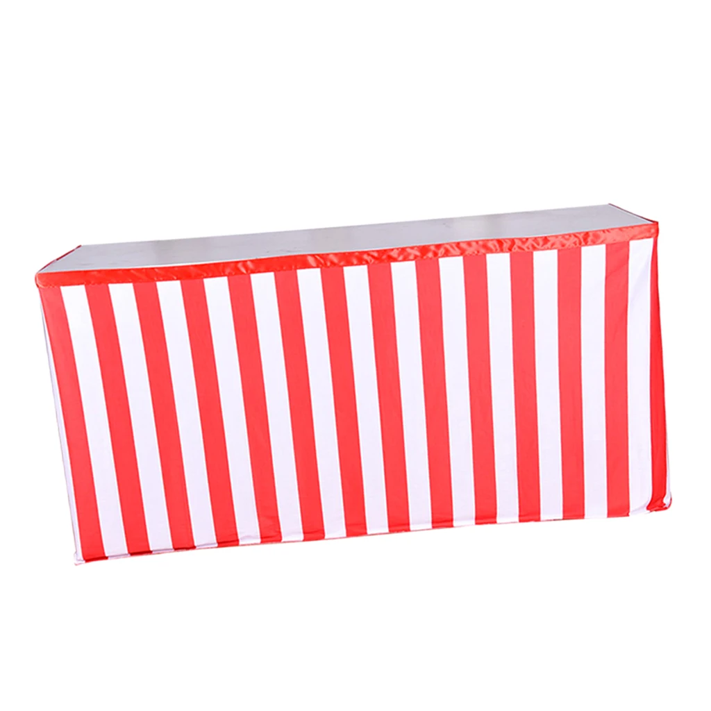 

Red & White Striped Table Skirt Rectangle Tablecloth for Table Party Dinner