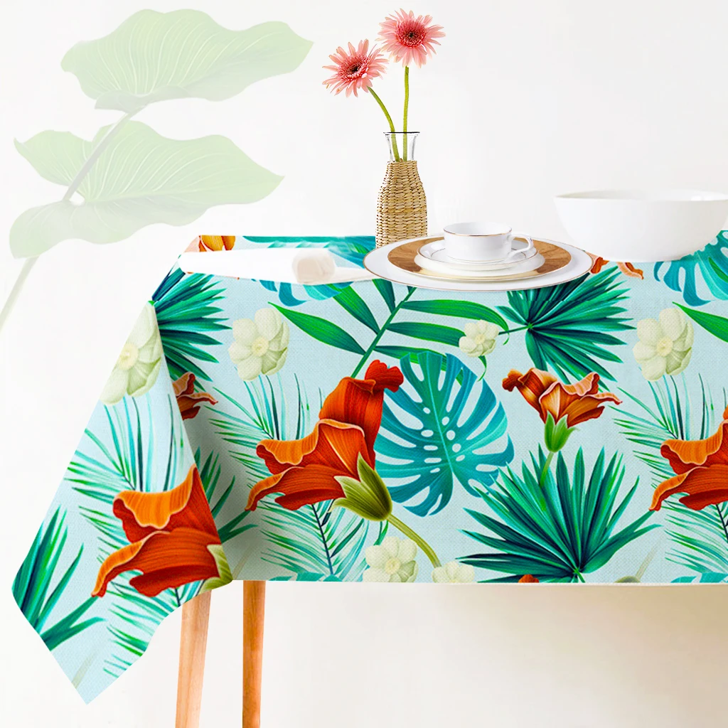الاستوائية النباتات الخضراء مفرش طاولة مطبوع القطن الكتان النسيج الرعوية نمط المنزل طاولة طعام غطاء للمطبخ غرفة ديكور