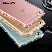 USLION Diamond Bling Transparent Phone Case Cover for iPhone 6 6S 8 7 Plus Soft TPU Clear Cover For iPhone X XR XS Max 5 5s SE