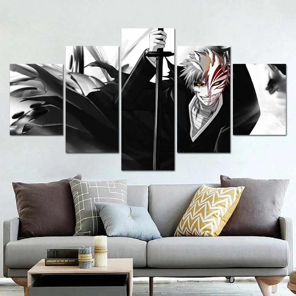 japan-anime-Bleach-poster-poster-comic-Print-framed-Janpanese-cartoon-poster-5-panels-on-canvas-F619