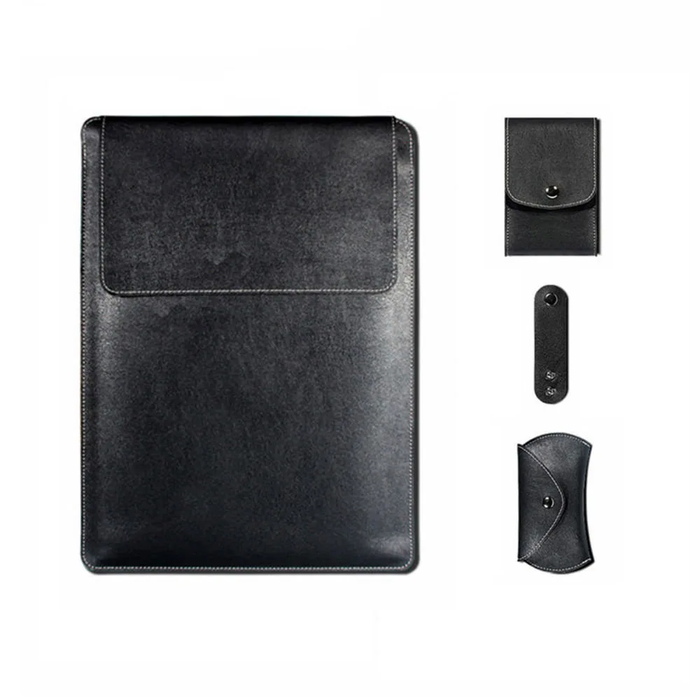 Чехол для ноутбука Macbook 13 11 Pro 15 дюймов, чехол для ноутбука, кожаный чехол для ноутбука Macbook Air 13 retina 12 - Цвет: black