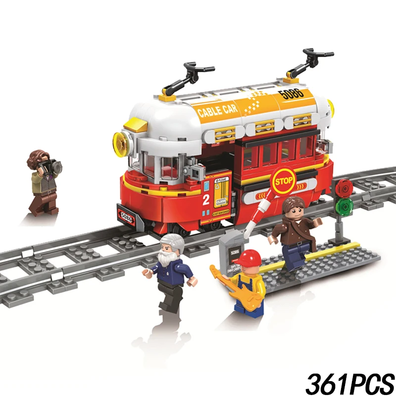 

WINNER 5086 361PCS City Train Rail Cable Car Building Blocks Passenger Steam Trains Compatible Model Building Bricks Toy