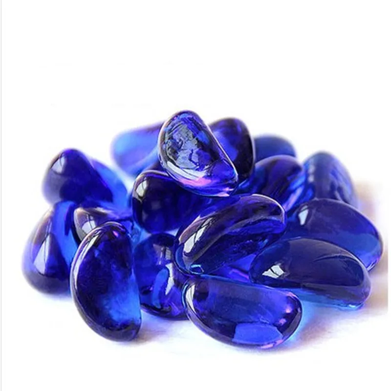 Navy blue (clear) 5 шт./партия 2,2 см прозрачное/матовое стекло украшение аквариума Камни Аквариум Кристальные Бусины Стеклянные Камни ваза садовые камни - Цвет: Navy blue (clear)