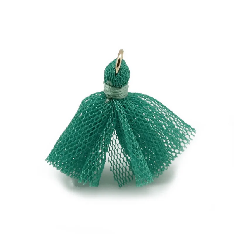 Peacock Green 4pcs 30 мм Одноцветный/мини-бант кисточка/сетка хлопковые подвески/DIY декоративные фурнитура/мобильный телефон, брелок, сумка, украшение одежды - Цвет: Peacock Green 4pcs