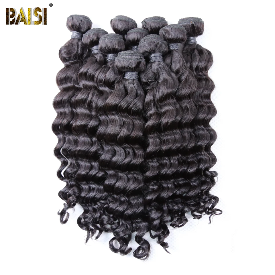 

BAISI Hair Brazilian Natural Wave Remy Hair Bundles 100% unprocessed Human Hair 10 Bundles Wholesale Deal