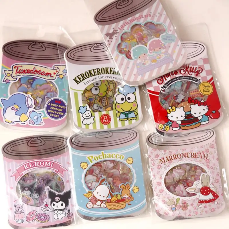 

1pack new Canned sticker pack Sanrio Series Melody Hello Kitty Stickers Diary Label Stickers Decor Scrapbooking DIY Stickers toy