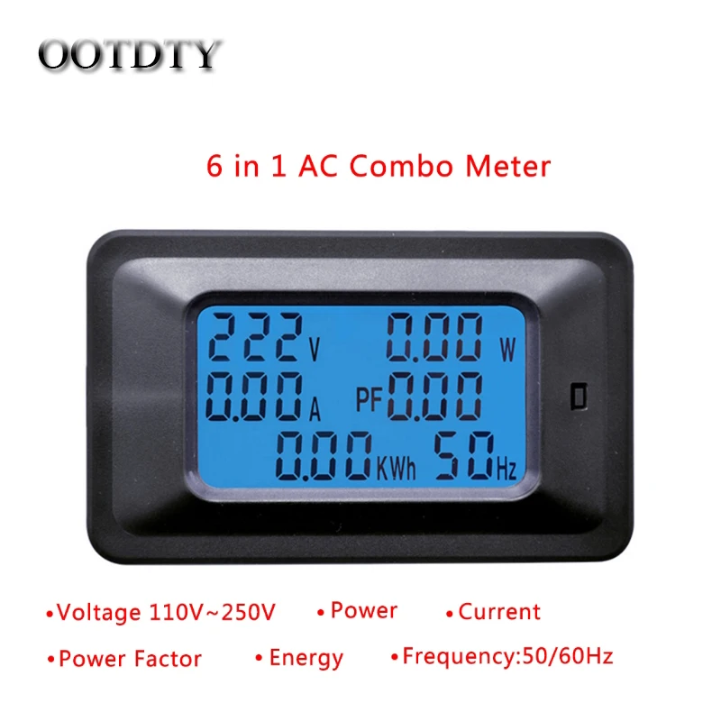 

OOTDTY 20/100A AC LCD Digital Panel Power Watt Meter Monitor Voltage KWh Voltmeter Ammeter Electrical energy meter