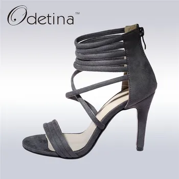 

Odetina 2019 New Womens Ankle Wrap High Heel Sandals Sexy Open Toe Cross Strap Sandals Stiletto Heel Shoes Summer Big Size 33-43