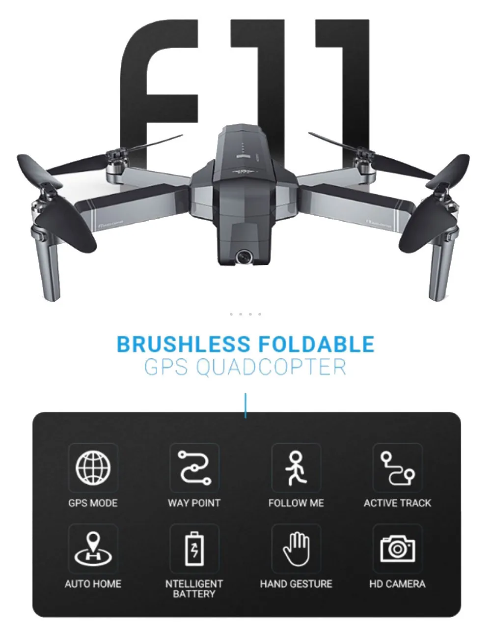 Новинка SJRC F11 GPS 5G WiFi FPV 1080P HD Cam складной бесщеточный Радиоуправляемый Дрон