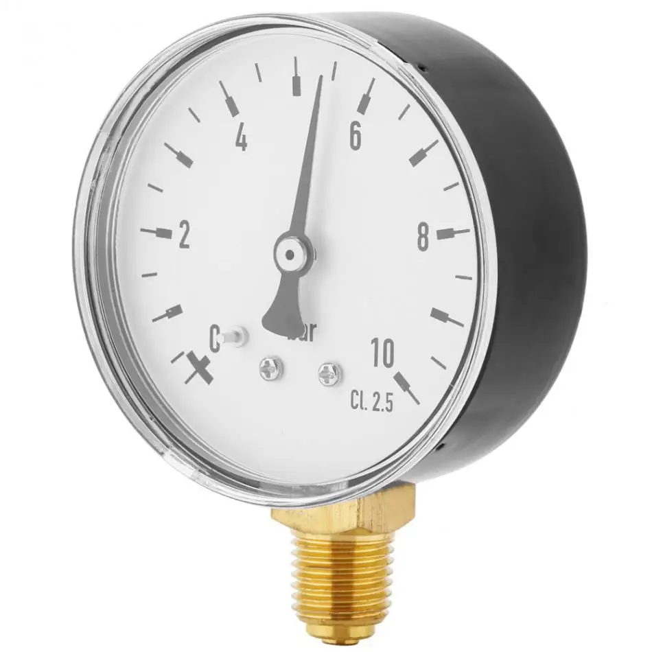 Air Oil Water Pressure Gauge 1/4 Inch NPT 0 10 Bar Side Mount Manometer