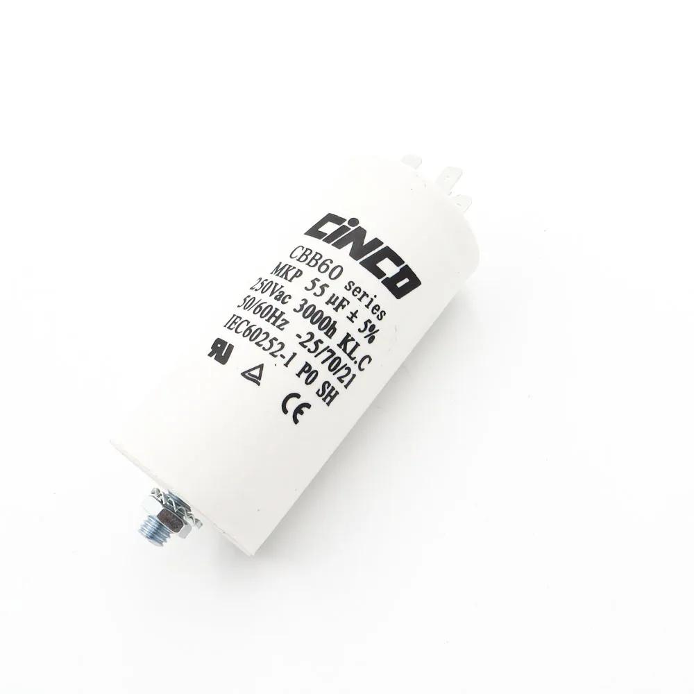 

Motor Running Capacitors Double Faston 55MFD 250VAC CBB60 Ac 250V 220V Water Pump electrical Capasitor engine 55uf 55mf