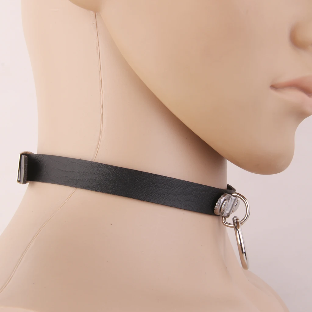 PU Leather Collar Choker Chain Belt Buckle Charm Necklace Adjustable Length for Women Jewelry  