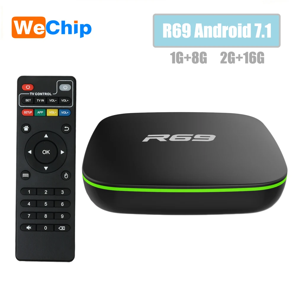 20 шт. R69 Smart Android 7 1 TV Box ГБ 8 2 4G Wifi Allwinner H3 четырехъядерный ТВ-приставка 1080P HD 3D