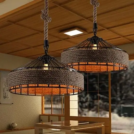 

Retro RH Industrial Pendant Lamps light iron rope for Warehouse Vintage Pendant Lights E27 Bulbs Edison AC110V/AC220V Lighting