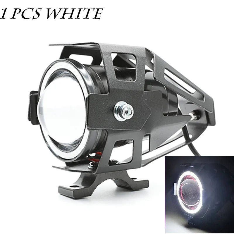 QIPO мотоцикл ангельские глазки фары лампы Hi-lo луч U7 Светодиодный прожектор 12 В подходит для Honda Yamaha - Цвет: 1 Pcs White