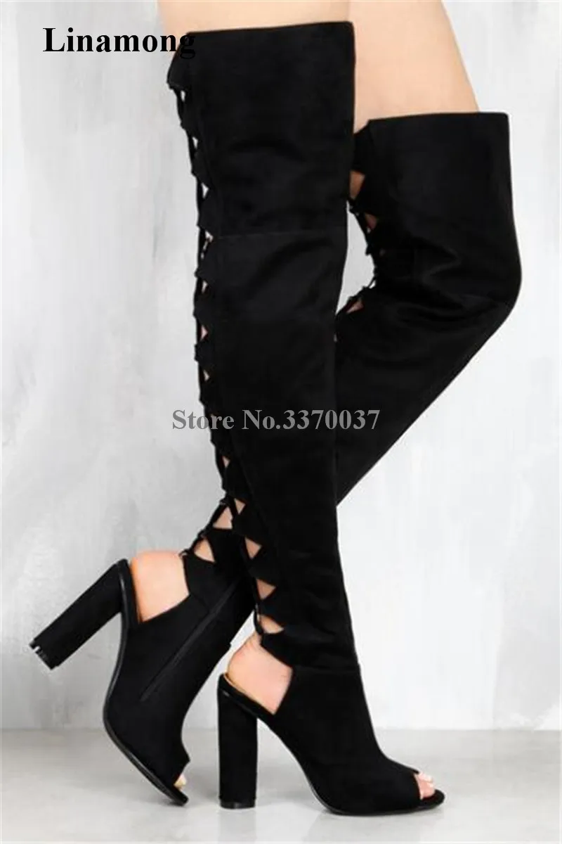 lace up cut out chunky heels