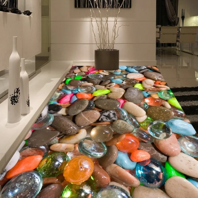 

Free Shipping custom Color cobblestone floor Self-adhesive mural bathroom bedroom mall store HD 3D stereo wallpaper
