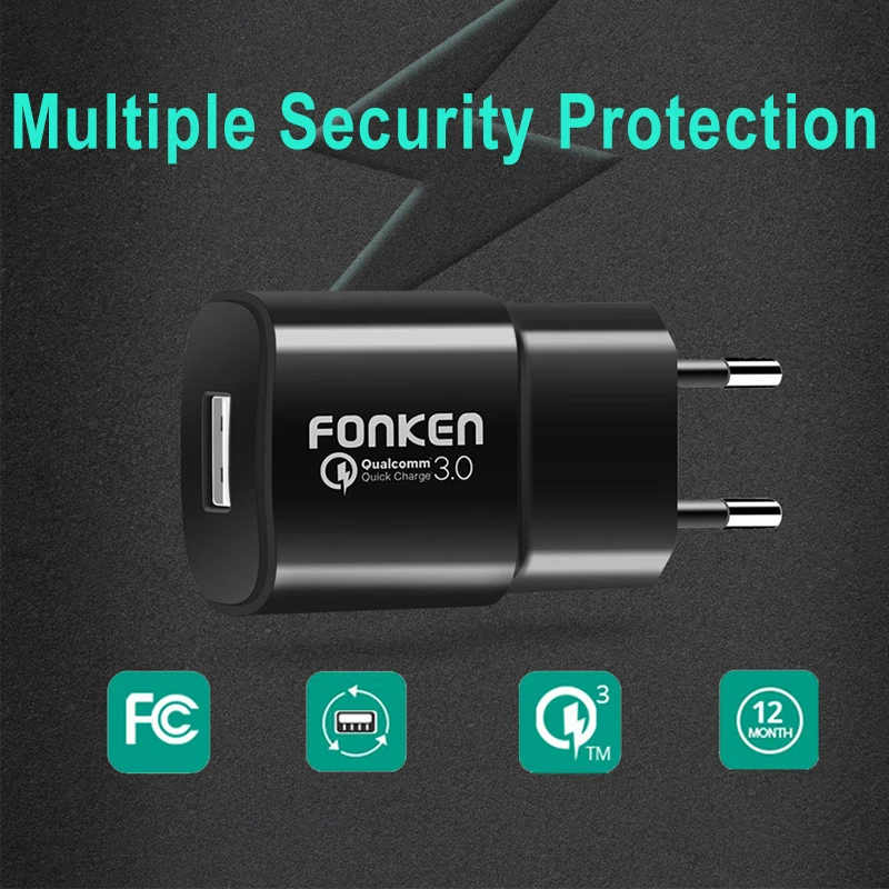 FONKEN 18 W شاحن سريع سريع تهمة QC3.0 2.0 للجوال هاتف لوحي USB شواحن العالمي المحمولة محول حائط