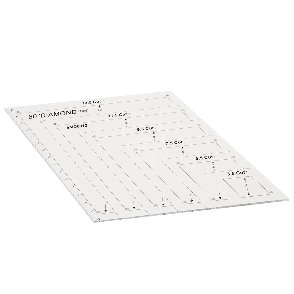13.5 Cut 60 Degree Diamond Rhombus Template Quilting Ruler for DIY Patchwork