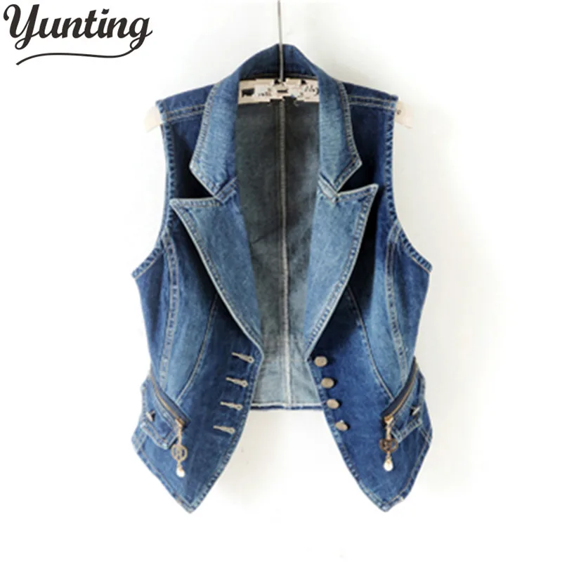 

Spring-Summer Women Jeans Jacket Short Vest Outerwear Korea Slim Sleeveless Denim Jacket Casual Female Waistcoats