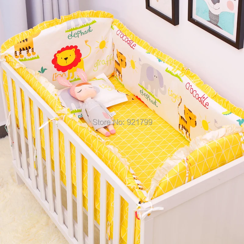 2018 New 6Pcs Baby Crib Bumpers Bedding Cartoon Baby Bedding Sets Bed Around Cot Sheets Cotton Thickening Beautiful Baby Bumper