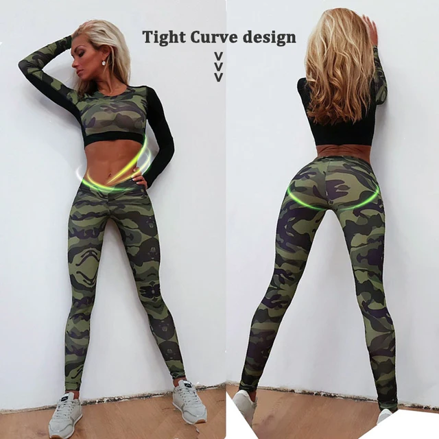 Yoga Set Woman Sportswear Fitness Sport Suit Tracksuit Women Camouflage  Compressed Yoga Leggings Workout Clothes Gym Clothing 2