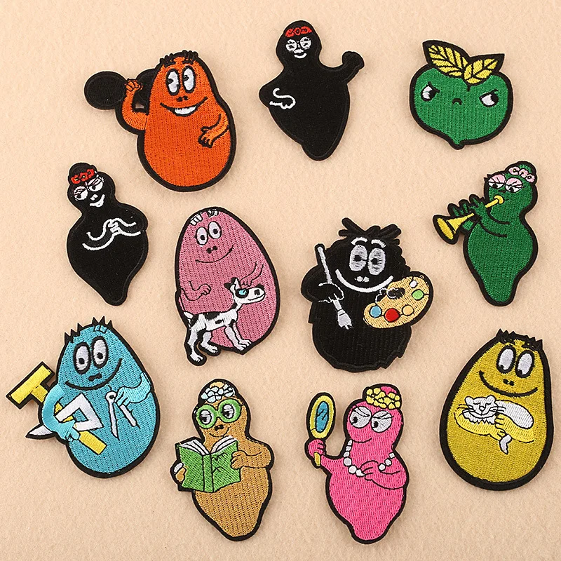 Мультфильм милый Barbapapa вышитые термонаклейки наклейки для одежды 3D Diy Kawaii аниме звезда аппликации шапки обувь джинсы Декор