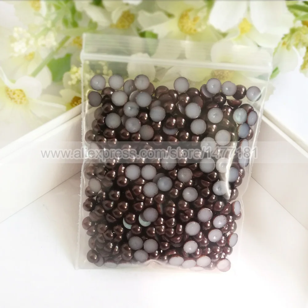 5mm half round pearls Z46 DARK COFFEE