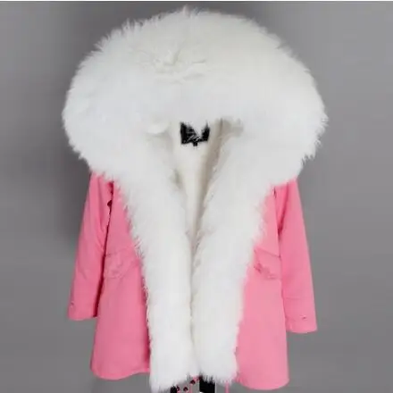 Новинка, модное женское пальто с капюшоном из монгольского овечьего меха, роскошная парка из овечьего меха средней длины, тонкая меховая Толстая хлопковая зимняя куртка - Цвет: color 1